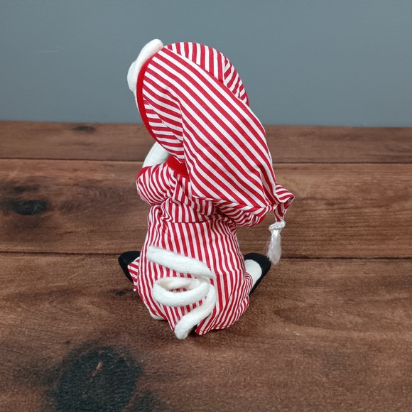 Annalee 10" Mr. Tuckered Mouse Doll Red White Stripes Plush Christmas Decor - Picture 3 of 6